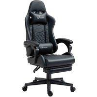 Vinsetto Racing Gaming Chair Faux Leather Recliner Black, Black