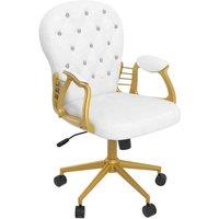 Vinsetto Button Tufted Office Chair Cream White, Cream