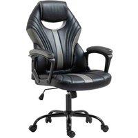Vinsetto Faux Leather Gaming Chair Swivel Black, Grey
