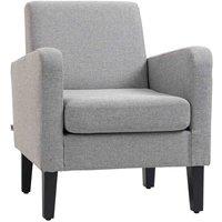 HOMCOM Linen Modern-curved Armchair Accent Seat W/ Thick Cushion, Light Grey, Grey
