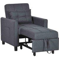 HOMCOM Single Chair Bed, Pull Out Sleeper Chair, Grey, Grey