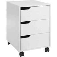 HOMCOM Mobile File Cabinet Pedestal Storage With 3 Drawers Lockable Casters Under Desk, White