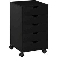 HOMCOM Mobile File Cabinet, 5 Drawer Storage Filing Cabinet Home Office Black, Black