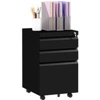 Vinsetto 3-drawer Vertical Filing Cabinet W Removable Pencil Tray Lockable File Cabinet, Black