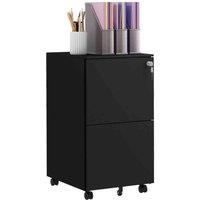 Vinsetto 2-drawer Vertical Filing Cabinet W Removable Pencil Tray Lockable File Cabinet Black, Black