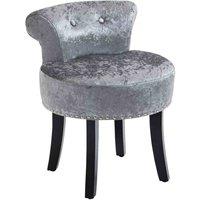 HOMCOM Dressing Table Stool W/ Rubber Wood Legs For Living Room Bedroom - Grey, Grey
