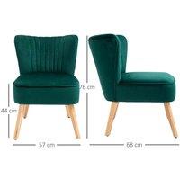 HOMCOM Fabric Accent Chair Modern Leisure Chair With Armless Design Green, Green