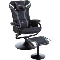 Vinsetto Video Game Chair And Footrest Set With Pedestal Base For Home Office Grey, Grey