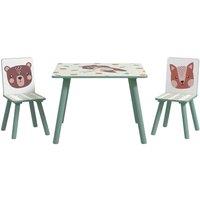 Zonekiz Zonekiz Kids Table And Chairs Children Desk With 2 Chairs Green, Green