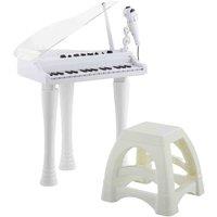 Aiya Aiyaplay 32 Keys Kids Piano Keyboard With Stool Lights Microphone White