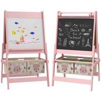 Aiya Aiyaplay Kids Easel With Paper Roll Blackboard Whiteboard Pink, Pink