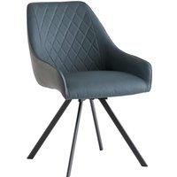 World Furniture Set Of 2 Seville Swivel Dining Chair - Dark Grey Blue Black Leg, Blue