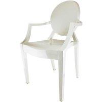 Fusion Living Ghost Style Plastic Louis Armchair Ivory, White