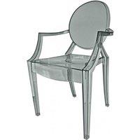 Fusion Living Ghost Style Plastic Louis Armchair Smoke Grey, Grey