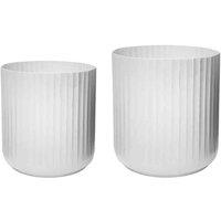 Ivyline Hudson White Corrugated Planters 2pk H37cm D37cm