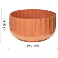 Ivyline Hudson Orange Corrugated Bowl Planter H15cm D30cm, Orange