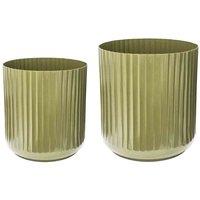 Ivyline Hudson Green Corrugated Planter 2pk H37cm D37cm