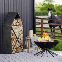 Ivyline Outdoor Metal Dakota Fire Pit in Black H37xW71cm, Black