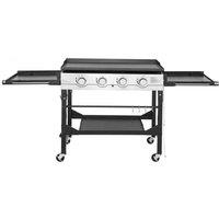 Callow 4 Burner Flat Top Gas Griddle 92x55cm w/ Cover, Black
