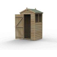 Forest Garden 4LIFE Apex Shed 4x3 - Single Door - 2 Windows, Brown