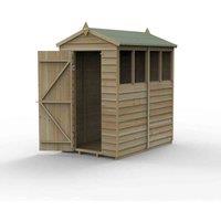Forest Garden 4LIFE Apex Shed 4x6 - Single Door - 4 Windows, Brown