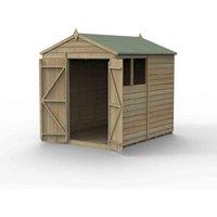 Forest Garden 4LIFE Apex Shed 6x8 - Double Door - 2 Window, Brown