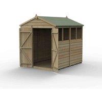 Forest Garden 4LIFE Apex Shed 6x8 - Double Door - 4 Window, Brown