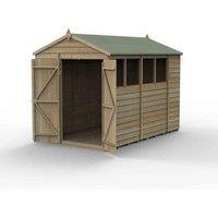 Forest Garden 4LIFE Apex Shed 6x10 - Double Door - 4 Window, Brown