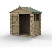 Forest Garden 4LIFE Apex Shed 7x5 - Double Door - 2 Window, Brown