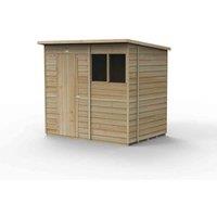 Forest Garden 4LIFE Pent Shed 7x5 - Single Door - 2 Windows, Brown