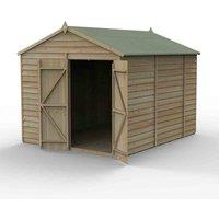 Forest Garden 4LIFE Apex Shed 8x10 - Double Door - No Window, Brown