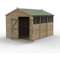 Forest Garden 4LIFE Apex Shed 8x12 - Double Door - 6 Window, Brown