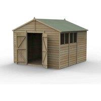 Forest Garden 4LIFE Apex Shed 10x10 - 2 Door - 4 Windows, Brown