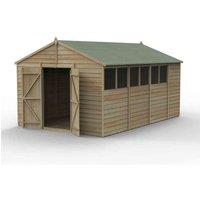 Forest Garden 4LIFE Apex Shed 10x15 - 2 Door - 6 Windows, Brown