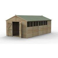 Forest Garden 4LIFE Apex Shed 10x20 - 2 Door - 8 Windows, Brown