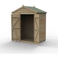 Forest Garden 4LIFE Apex Shed 6x4 - Double Door - No Window, Brown