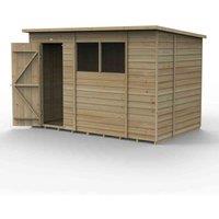 Forest Garden 4LIFE Pent Shed 10x6 - Single Door - 2 Windows, Brown