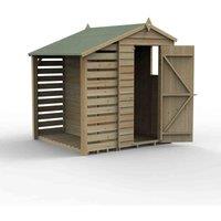 Forest Garden 4LIFE Apex Shed 4x6, 1 Door 1 Window w/ LeanTo, Brown