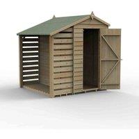 Forest Garden 4LIFE Apex Shed 4x6 1 Door No Windows w/LeanTo, Brown
