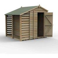Forest Garden 4LIFE Apex Shed 5x7 1 Door No Windows w/LeanTo, Brown