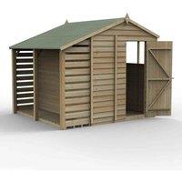 Forest Garden 4LIFE Apex Shed 6x8 1 Door 2 Windows w/LeanTo, Brown