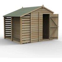 Forest Garden 4LIFE Apex Shed 6x8 1 Door No Windows w/LeanTo, Brown