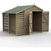 Forest Garden 4LIFE Apex Shed 6x8 2 Door No Window w/ LeanTo, Brown
