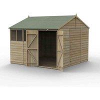 Forest Garden 4LIFE Reverse Apex Shed 10x10 2 Door 4 Windows, Brown