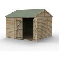 Forest Garden 4LIFE Reverse Apex Shed 10x10 2 Door No Window, Brown