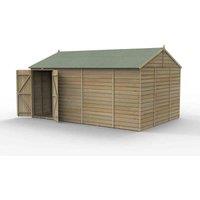 Forest Garden 4LIFE Reverse Apex Shed 15x10 2 Door No Window, Brown