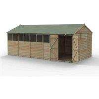 Forest Garden 4LIFE Reverse Apex Shed 20x10 2 Door 8 Windows, Brown