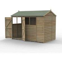 Forest Garden 4LIFE Reverse Apex Shed 10x6 2 Door 4 Windows, Brown