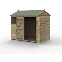 Forest Garden 4LIFE Reverse Apex Shed 8x6 2 Door 2 Windows, Brown
