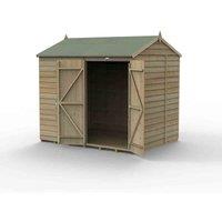 Forest Garden 4LIFE Reverse Apex Shed 8x6 2 Door No Windows, Brown